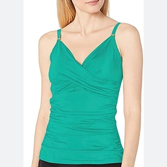 Nwt Calvin Klein Azure Twist Tankini Swim Top - Medium - Picture 1 of 3
